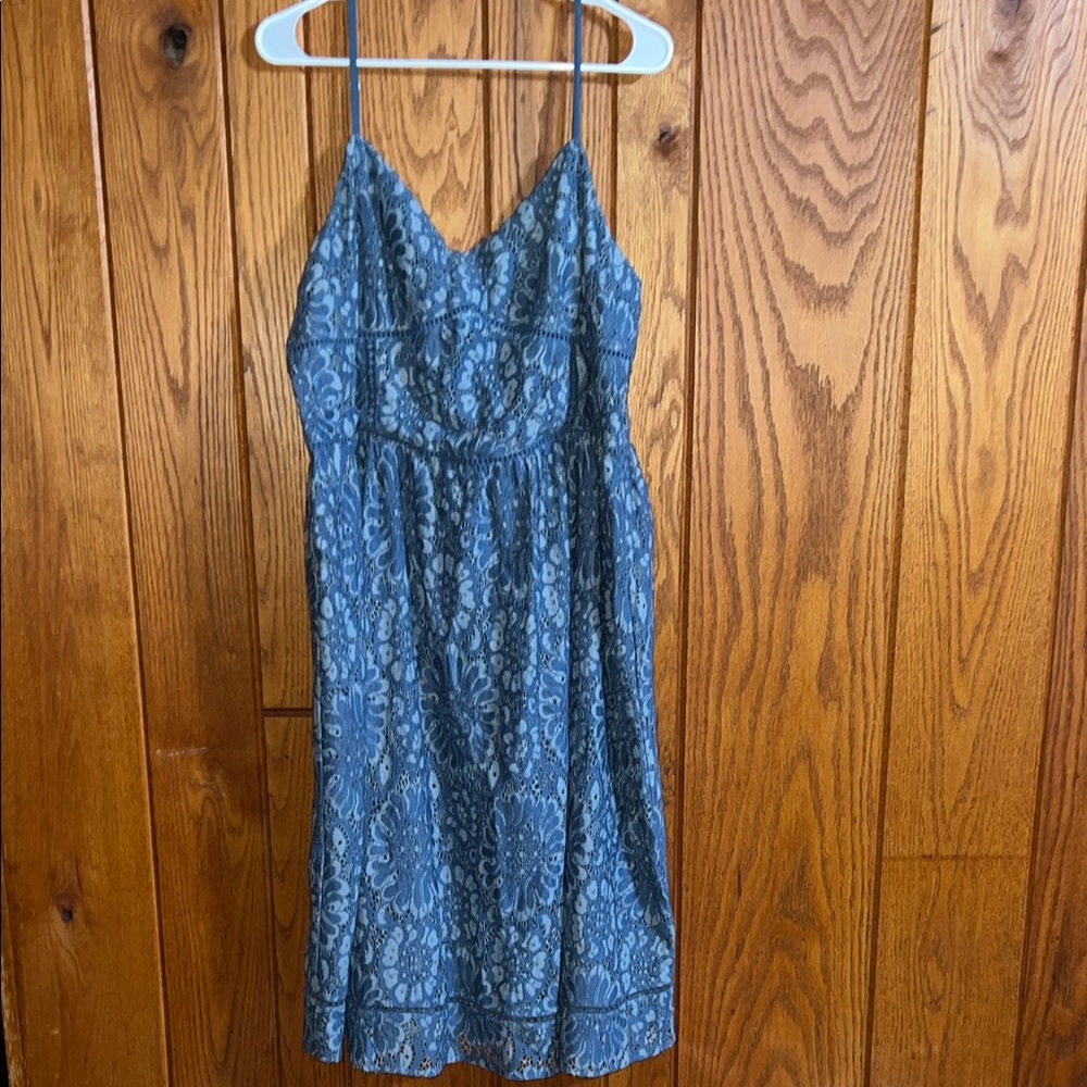 LOFT Blue Lace-Style Midi Dress